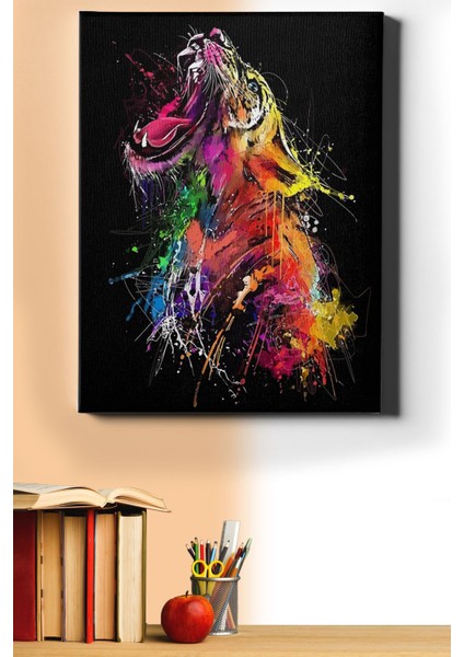 Sayılarla Boyama Seti Kasnaklı Kükreyen Kaplan 60 x 75 cm