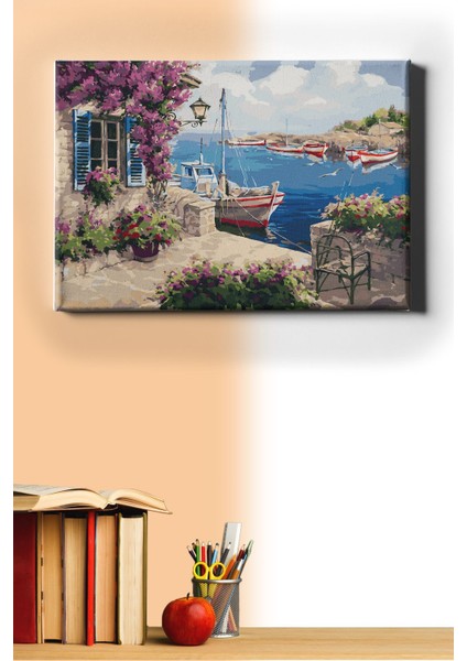 Sayılarla Boyama Seti Kasnaklı Yazlık Ev 40 x 50 cm