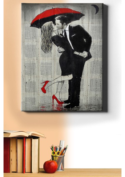 Sayılarla Boyama Seti Kasnaklı Aşk ve Kırmızı Şemsiye 4 50 x 65 cm