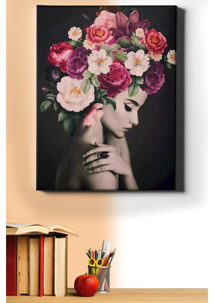 Sayılarla Boyama Seti Kasnaklı Çiçek Saçlı Kadın 5 60 x 75 cm