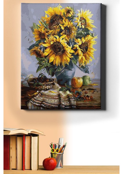 Sayılarla Boyama Seti Kasnaklı Vazoda Ayçiçekleri 50 x 65 cm