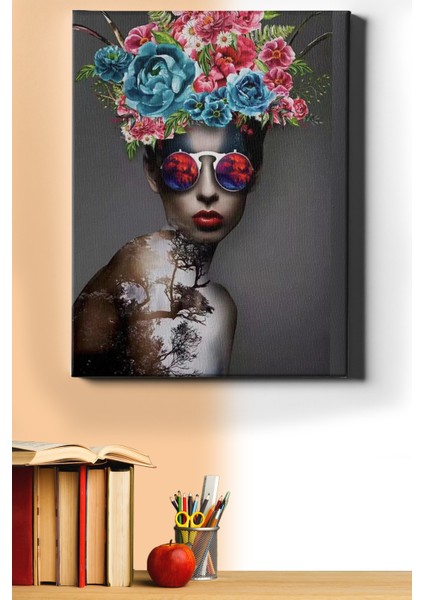 Sayılarla Boyama Seti Kasnaklı Çiçek Saçlı Kadın 9 60 x 75 cm