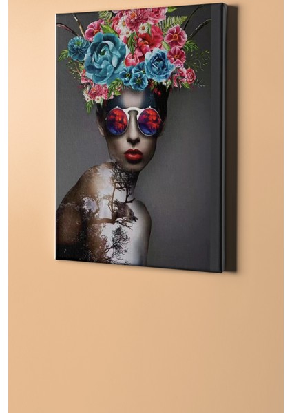 Sayılarla Boyama Seti Kasnaklı Çiçek Saçlı Kadın 9 60 x 75 cm