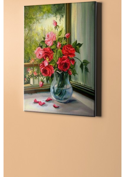 Gül Yaprakları Sayılarla Boyama Seti Kasnaklı 40 x 50 cm