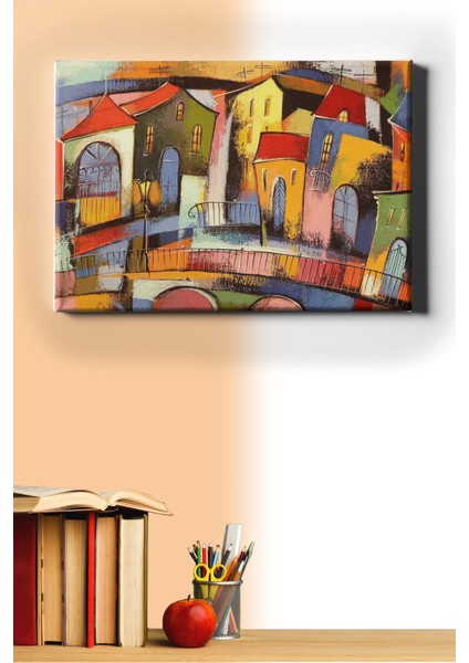 Sayılarla Boyama Seti Kasnaklı Eski Şehirde Renkli Evler 50 x 65 cm
