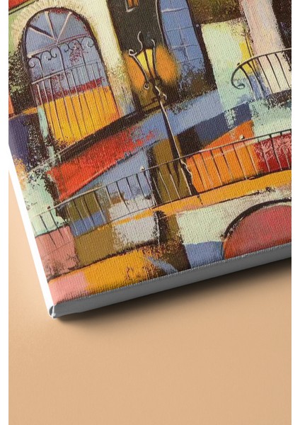 Sayılarla Boyama Seti Kasnaklı Eski Şehirde Renkli Evler 50 x 65 cm modelleri