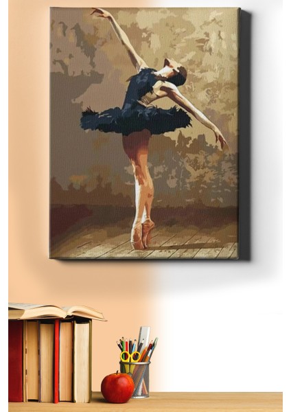 Sayılarla Boyama Seti Kasnaklı Siyahlı Balerin 60 x 75 cm