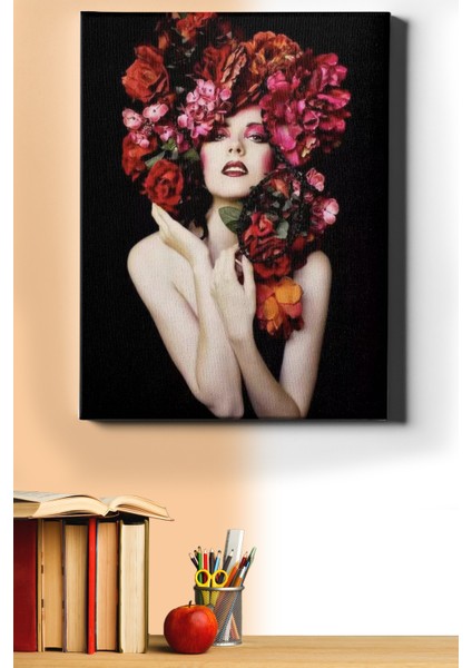 Sayılarla Boyama Seti Kasnaklı Çiçek Saçlı Kadın 10 60 x 75 cm