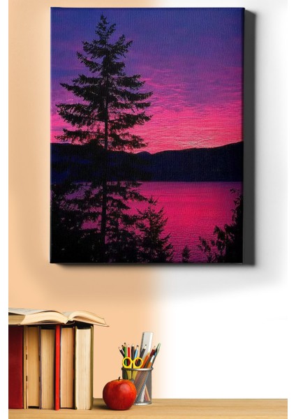 Sayılarla Boyama Seti Kasnaklı Gün Batımı ve Ağaç 50 x 65 cm