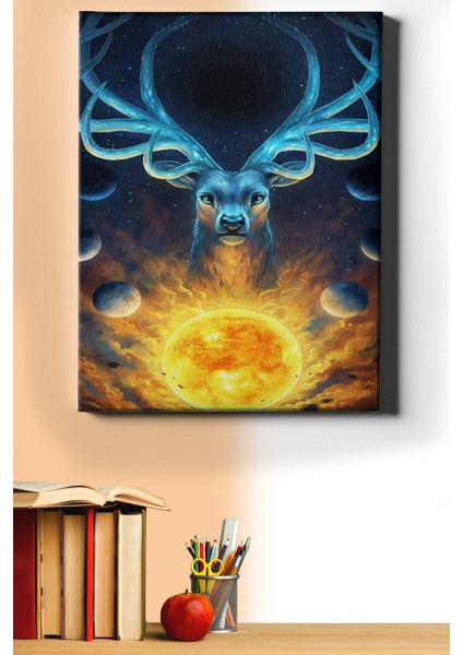 Sayılarla Boyama Seti Kasnaklı Mistik Evren ve Geyik 40 x 50 cm