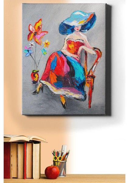 Sayılarla Boyama Seti Kasnaklı Renkli Kadın 7 50 x 65 cm