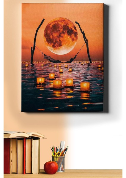 Sayılarla Boyama Seti Kasnaklı Ay Batarken 60 x 75 cm