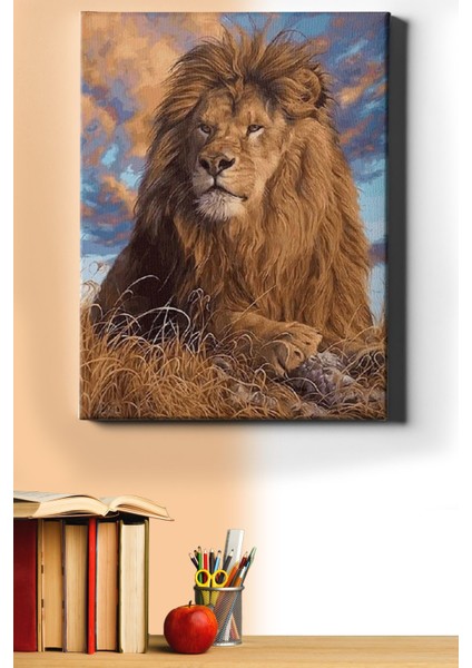 Sayılarla Boyama Seti Kasnaklı Aslan Kral 40 x 50 cm