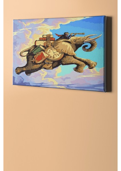 Sayılarla Boyama Seti Kasnaklı Ucan Fil 40 x 50 cm