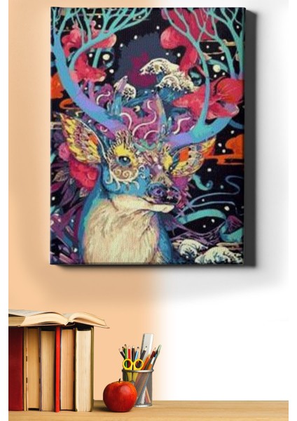 Sayılarla Boyama Seti Kasnaklı Soyut Geyik 60 x 75 cm
