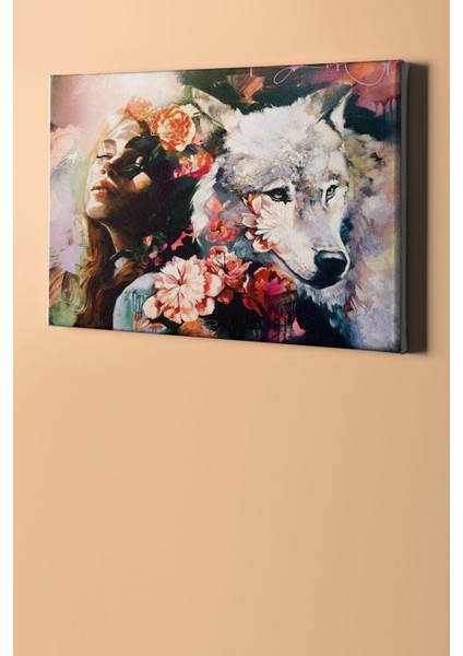 Kadın ve Kurt Sevgisi Sayılarla Boyama Seti Kasnaklı 50 x 65 cm fiyatları