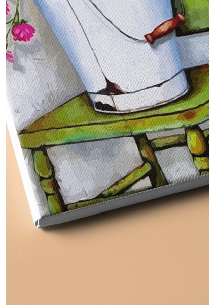 Sayılarla Boyama Seti Kasnaklı Yeşil Sandalye ve Çiçekler 70 x 90 cm