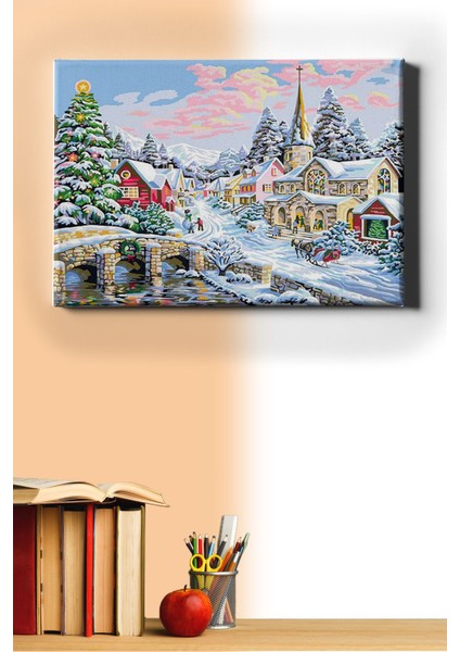 Sayılarla Boyama Seti Kasnaklı Kasabada Kış Keyfi 60 x 75 cm
