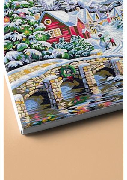 Sayılarla Boyama Seti Kasnaklı Kasabada Kış Keyfi 60 x 75 cm modelleri