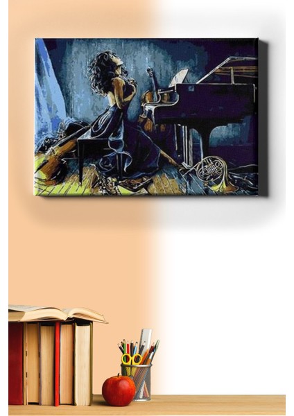 Sayılarla Boyama Seti Kasnaklı Piyanist Kadın 90 x 110 cm