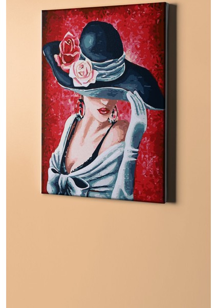 Sayılarla Boyama Seti Kasnaklı Gül Şapkalı Kadın 60 x 75 cm fiyatları