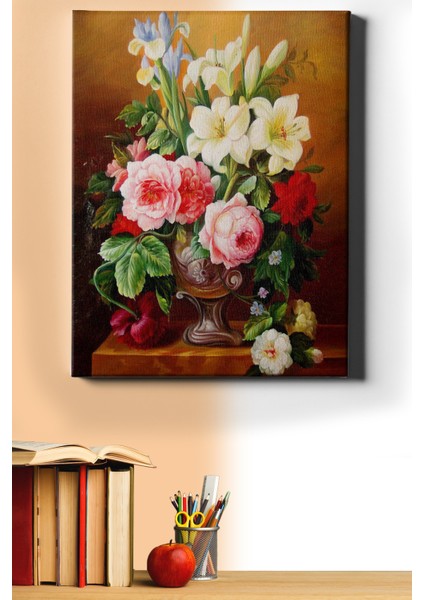 Sayılarla Boyama Seti Kasnaklı Vazoda Renkli Çiçekler 60 x 75 cm