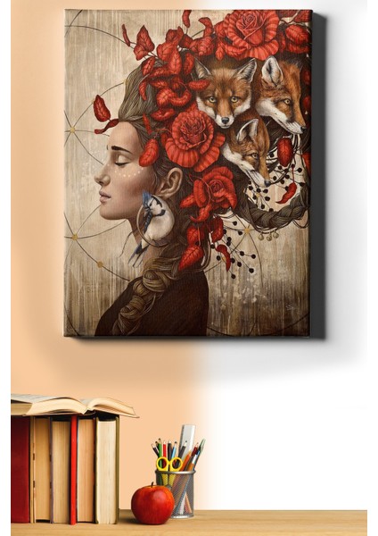 Sayılarla Boyama Seti Kasnaklı Tabiat Saçli Kadın 2 60 x 75 cm