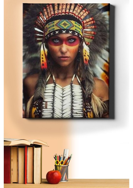 Sayılarla Boyama Seti Kasnaklı Kızılderili Kız 50 x 65 cm