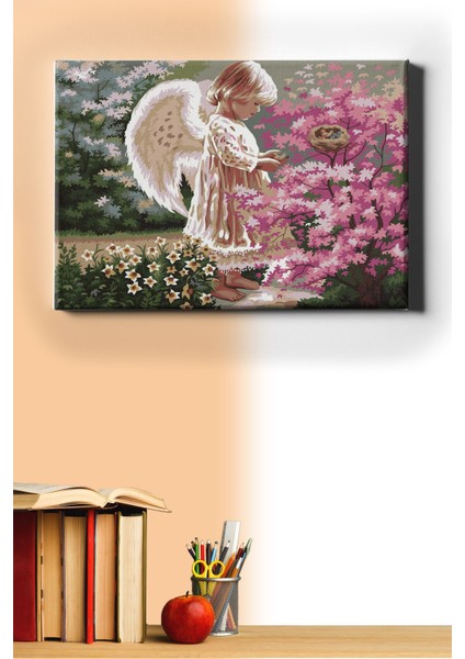 Sayılarla Boyama Seti Kasnaklı Melek Kız ve Kuşlar 50 x 65 cm