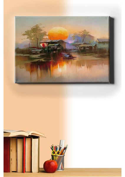 Sayılarla Boyama Seti Kasnaklı Kasabadaki Güneş 60 x 75 cm