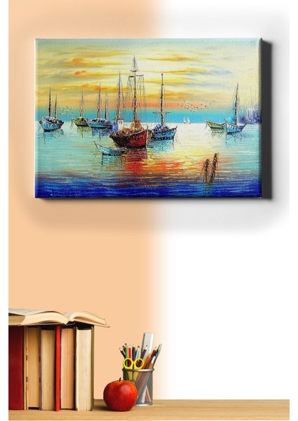 Sayılarla Boyama Seti Kasnaklı Yelkenliler Molada 60 x 75 cm