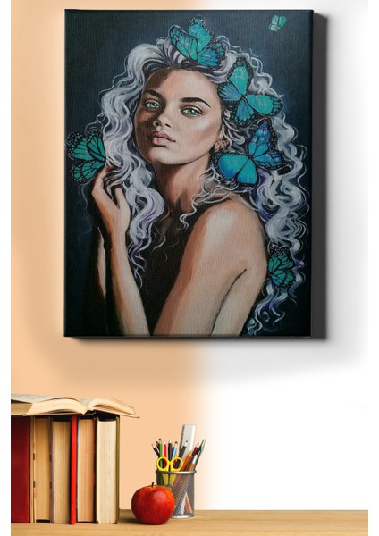 Sayılarla Boyama Seti Kasnaklı Güzel Kızın Kelebekleri 50 x 65 cm