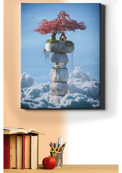 Sayılarla Boyama Seti Kasnaklı Taşların Üstünde Ev 70 x 90 cm