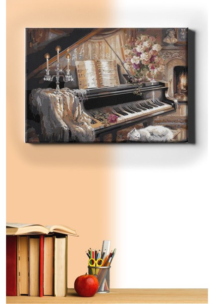 Sayılarla Boyama Seti Kasnaklı Romantik Piyano 50 x 65 cm