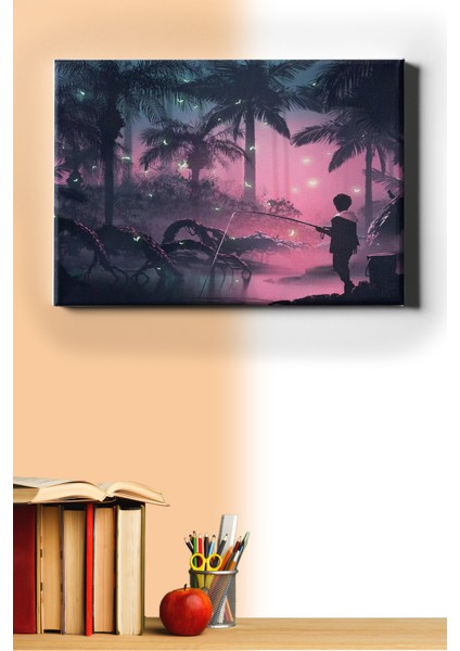 Sayılarla Boyama Seti Kasnaklı Ormanda Balık Tutan Adam 60 x 75 cm