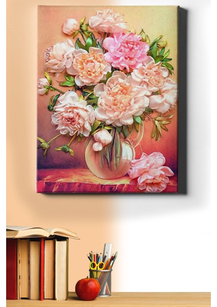 Bir Demet Sakayık Renkli Sayılarla Boyama Seti Kasnaklı 40 x 50 cm