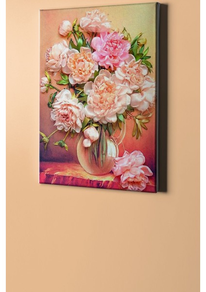 Bir Demet Sakayık Renkli Sayılarla Boyama Seti Kasnaklı 40 x 50 cm
