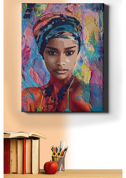 Afrikalı Güzel 6 Sayılarla Boyama Seti Kasnaklı 50 x 65 cm