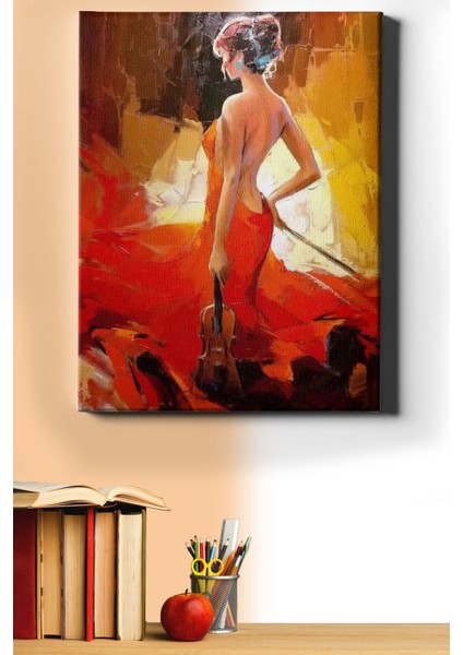 Sayılarla Boyama Seti Kasnaklı Kırmızılı Kemancı 50 x 65 cm
