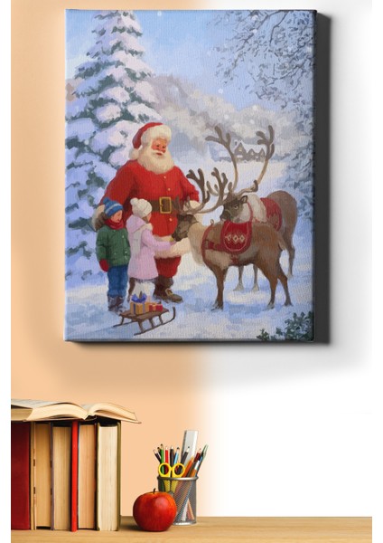 Sayılarla Boyama Seti Kasnaklı Noel Baba ve Çocuklar 50 x 65 cm