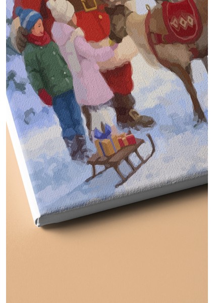Sayılarla Boyama Seti Kasnaklı Noel Baba ve Çocuklar 50 x 65 cm modelleri