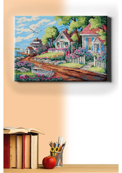 Sayılarla Boyama Seti Kasnaklı Sakin Kasaba 60 x 75 cm