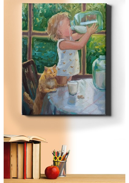 Sayılarla Boyama Seti Kasnaklı Miniklerin Süt Keyfi 50 x 65 cm