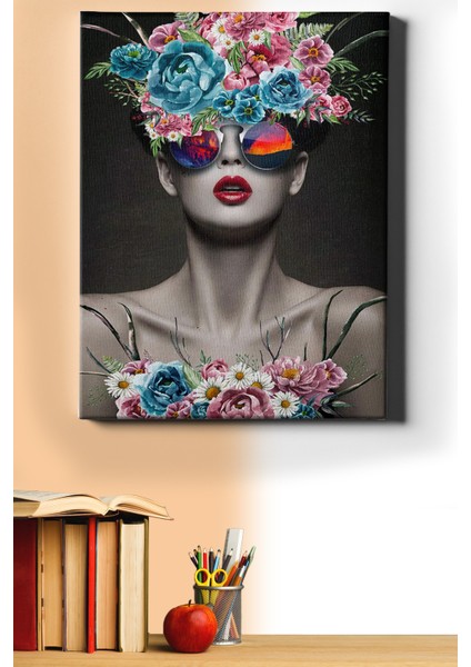 Sayılarla Boyama Seti Kasnaklı Çiçek Saçlı Kadın 7 50 x 65 cm