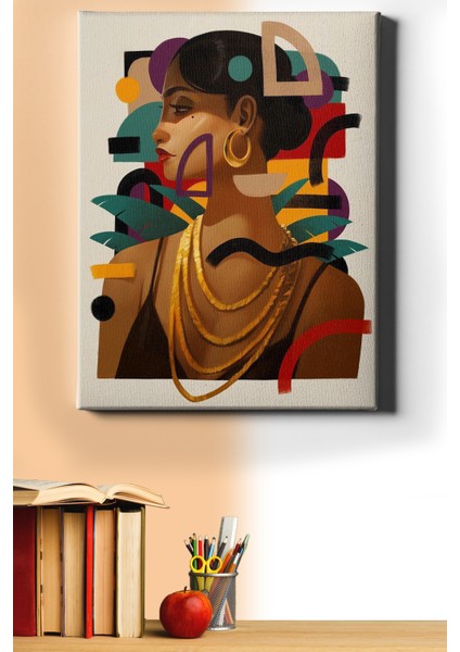 Sayılarla Boyama Seti Çerçeveli Kasnaklı Süslü Kadın 50 x 65 cm