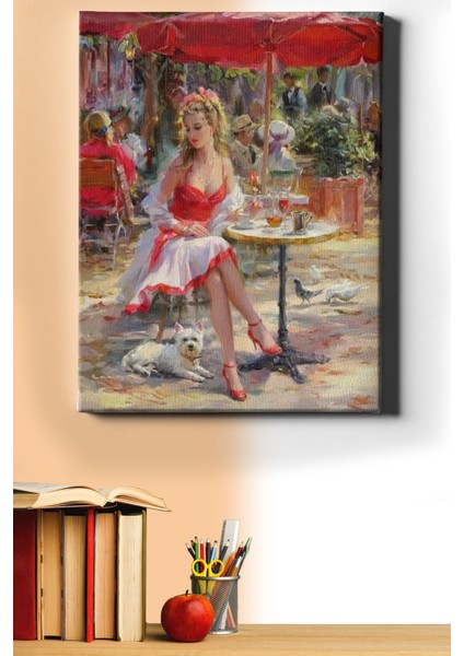 Sayılarla Boyama Seti Kasnaklı Cafede Bekleyiş 50 x 65 cm