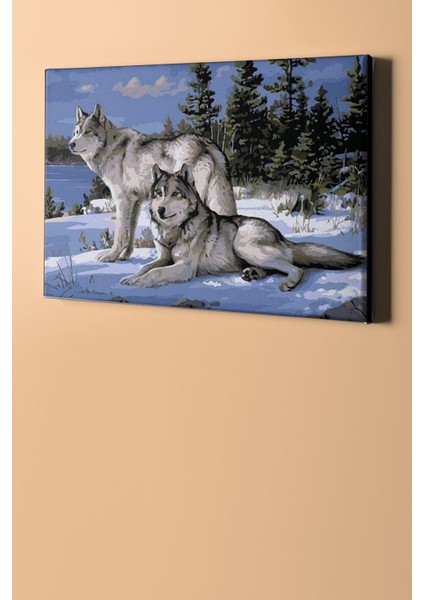 Sayılarla Boyama Seti Kasnaklı Kurtlar ve Kar 40 x 50 cm fiyatları