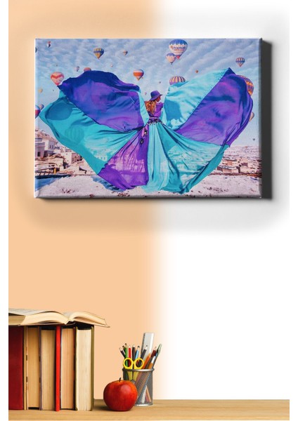 Sayılarla Boyama Seti Kasnaklı Uçan Balonlar ve Kadın 50 x 65 cm