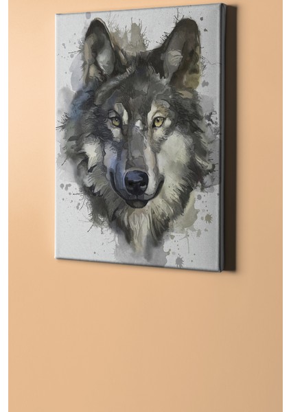 Sayılarla Boyama Seti Çerçeveli Kasnaklı Gri Kurt 60 x 75 cm