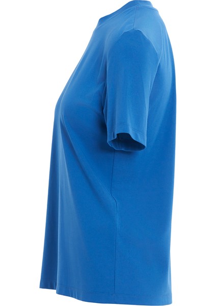 Bisiklet Yaka Kısa Kollu Basic Mavi Tshırt fiyatları